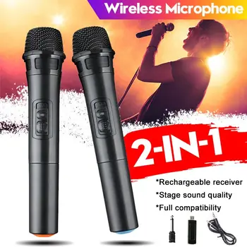 

2 PCS Professional Wireless Microphone System with Receiver UHF Handheld Microphone Speaker Karaoke Meeting Party Mic