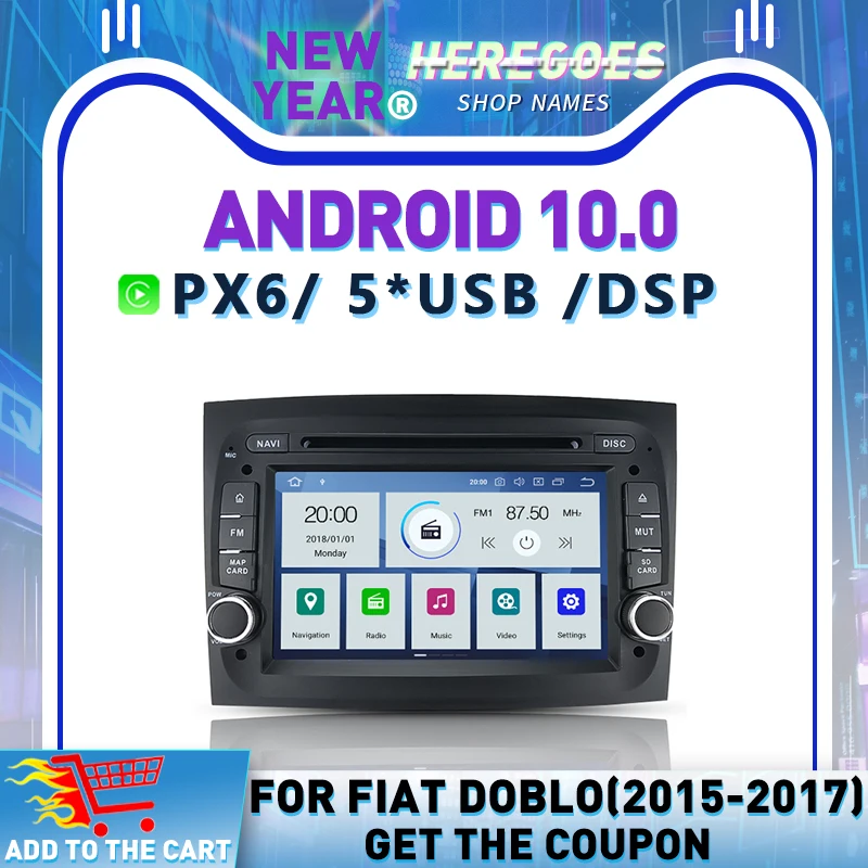 Автомобильный DVD-плеер Carplay 7 &quotPX6 DSP 6 ядер Android 10 0 4 Гб + 64 навигация GPS Авторадио BT