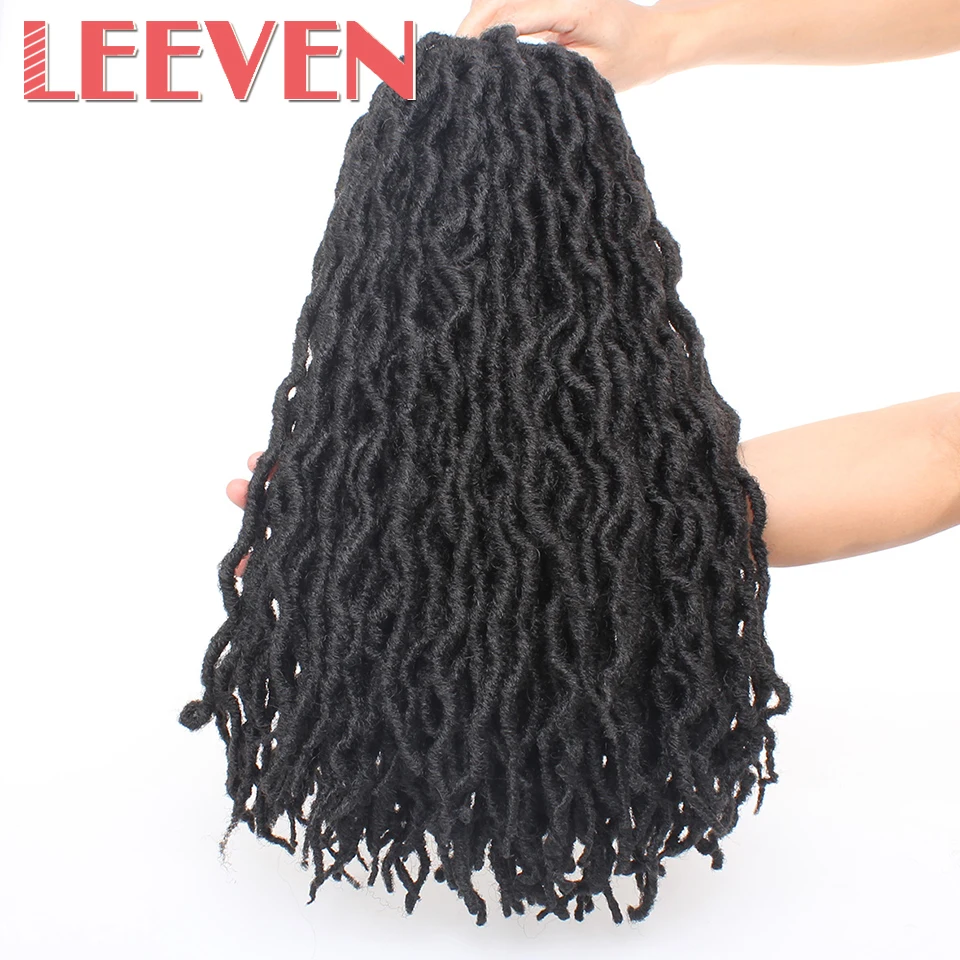 

Leeven 20Inch Goddess Faux Locs Curly Crochet Hair Soft Natural Pre Looped Locs Synthetic Crochet Braids Hair Extensions