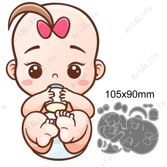 Top Hot New Lovely Cute Little Babies Metal Cutting Dies Stencils for Making Scrapbooking Album Birthday Card Embossing Cut Die Size 105x90mm