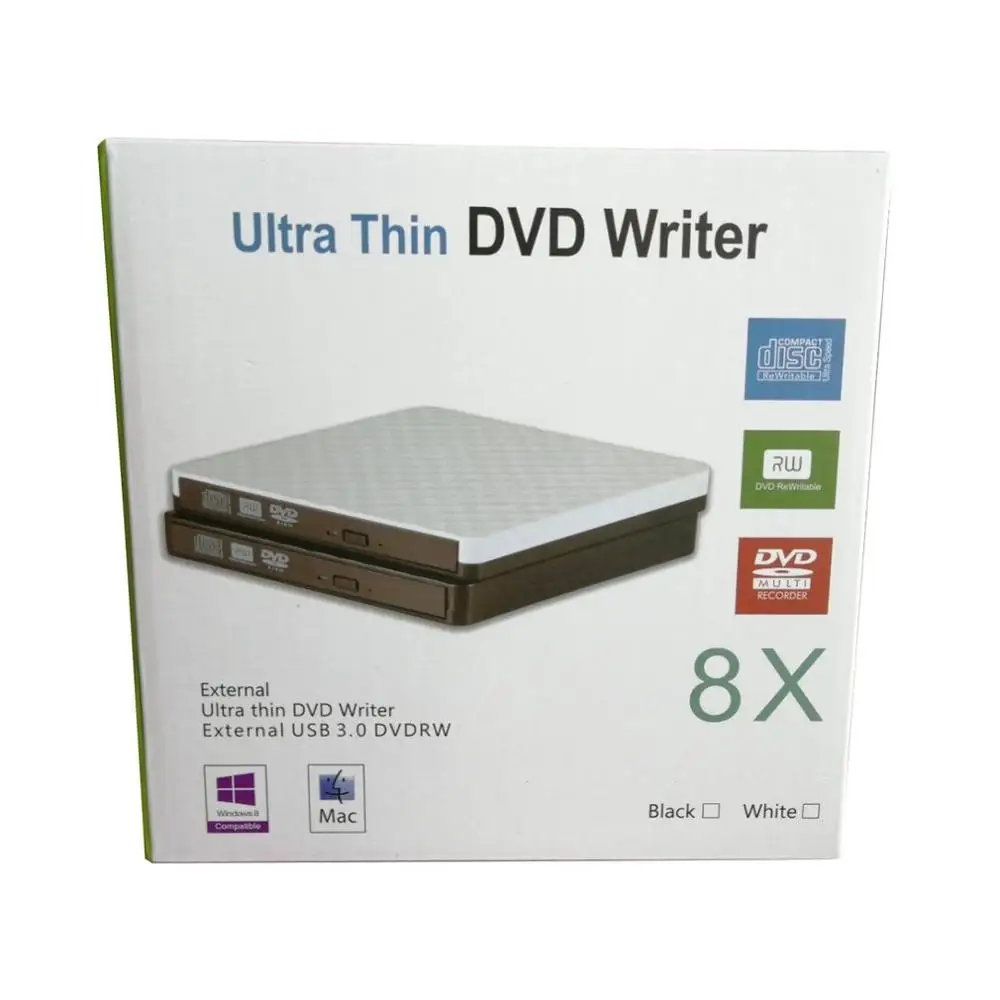 Usb3.0 Dvd-Rom Burner Embossed 3D Diamond Pattern External Dvd Burner Optical Drive Box Desktop Com