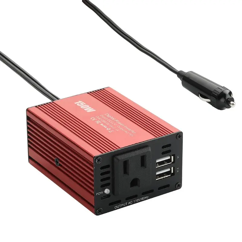 150 Вт автомобильный инвертор питания двойной USB 3.1A 12 В до 100 в автомобильное зарядное устройство адаптер