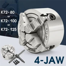 K72-80/K72-100/K72-125 4 кулачковый токарный патрон 80 мм/100 мм/125 мм независимый 1 шт. безопасный патрон ключ 3 шт. Монтажный болт