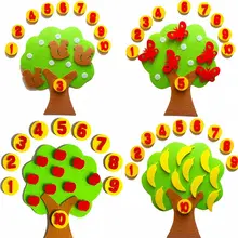 Jouets Montessori pour enfants, arbre de pommier Non tissé, jouet de comptage des nombres, jouet de maths, jouets d'apprentissage éducatif pour enfants, aides pédagogiques