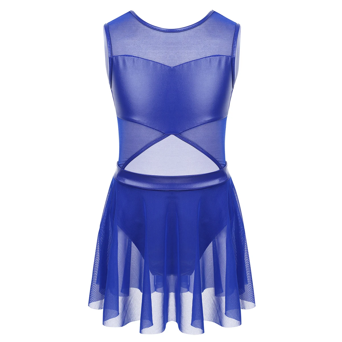 Детское платье из тюля и кожи для балета, гимнастического трико, балерины, открытая юбка, современные лирические платья для танцев в тренажерном зале - Цвет: Blue