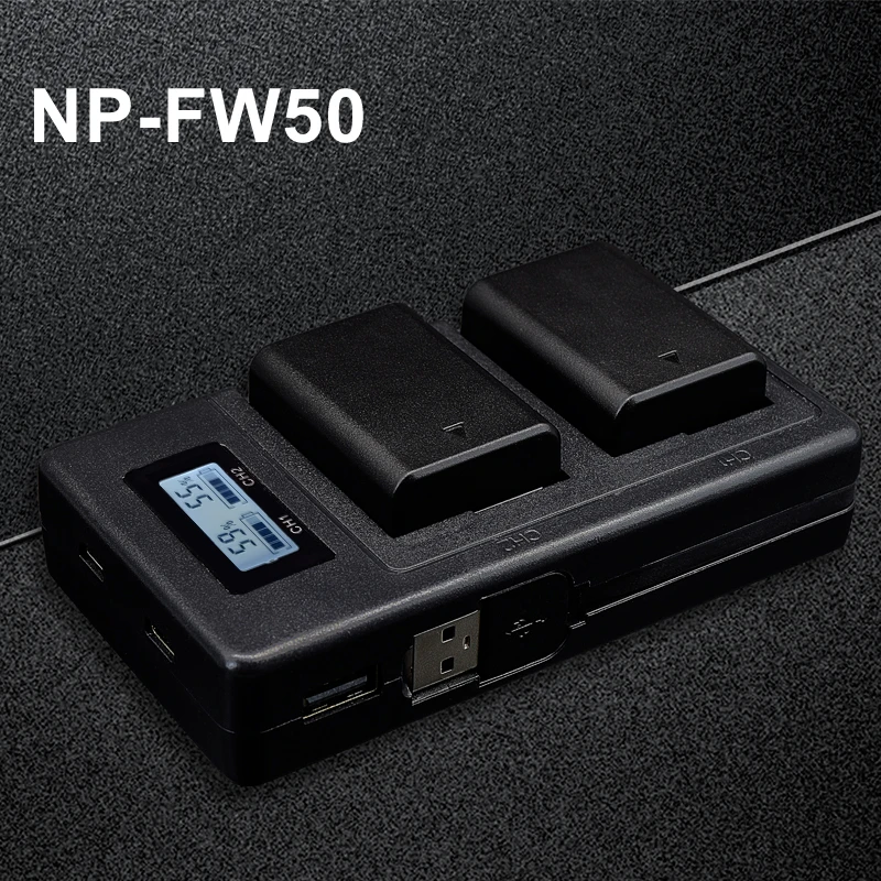 Palo ЖК-дисплей Камера зарядное устройство NP-FW50 FW50 Зарядное устройство USB двойное зарядное устройство для sony alpha A3000 A7S NEX 5t 5R 5TL 5N 5C и т. Д