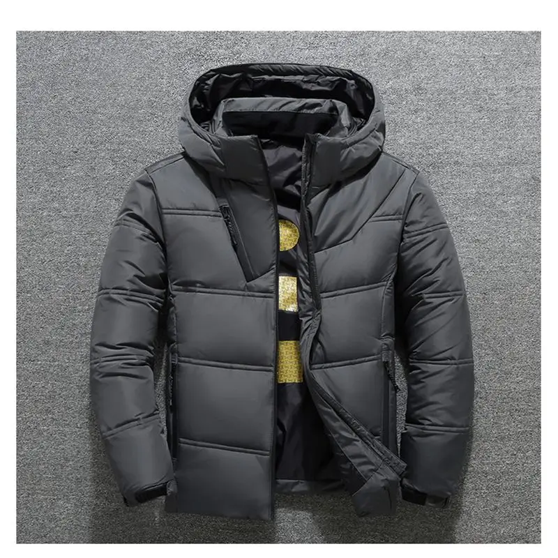 Зимняя мужская куртка, качественное теплое толстое пальто, зимняя парка, Мужская теплая верхняя одежда, модная мужская куртка на белом утином пуху, BX11 - Цвет: Темно-серый