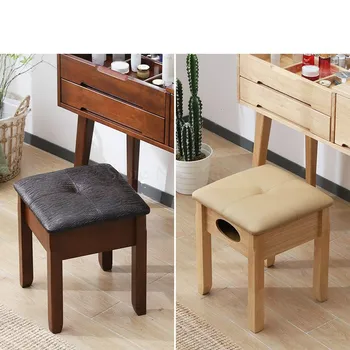 

Solid wood dressing stool modern minimalist makeup stool European dressing table stool change shoes storage stool