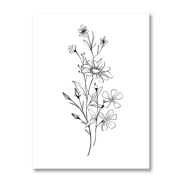 Flowers-Abstract-Plants-Sketch-Pencil-Drawing-Canvas-Prints-Wildflowers-Botanical-Black-White-Wall-Art-Pictures-Painting (6)