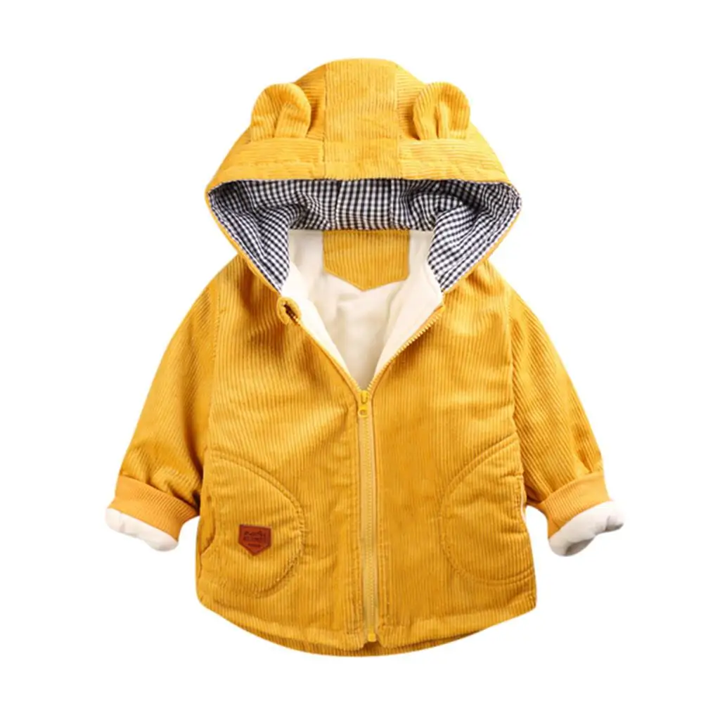 Новинка года; сезон весна-осень-зима; Одежда для маленьких мальчиков; хлопковый свитер с капюшоном; детская повседневная ветрозащитная теплая верхняя одежда для малышей - Цвет: YE