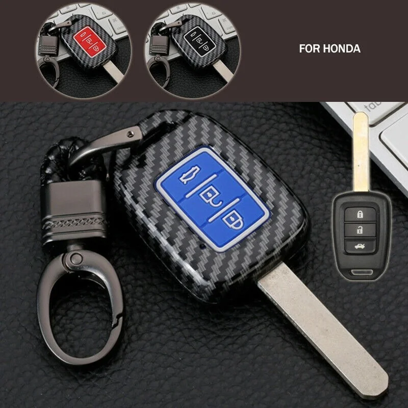 Portachiavi con telecomando in pelle ABS in fibra di carbonio per HONDA ACCORD XRV CIVIC FIT VEZEL - H44b7367dc9da44debfedd1fa44447ba98