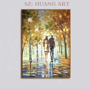 

Hand painted abstract painting palette knife painting landscape wall lamp on the canvas tree wall adornment bedroom sitting room