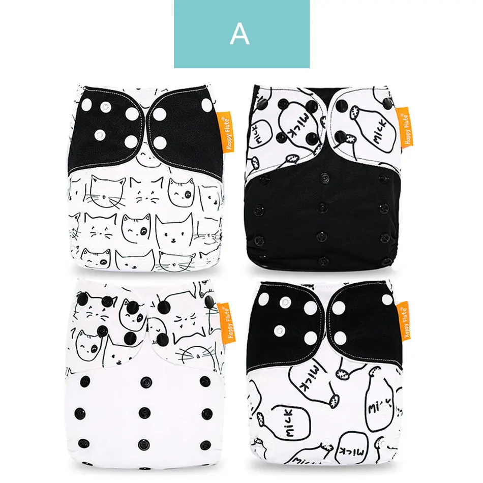 A only diaper Happyflute 4 шт./компл. моющиеся Экологичная ткань с ромбовидным узором регулируемые подгузники многоразовые подгузники из ткани тканевые подгузники подходит на Возраст 3-15 кг для малышей - Цвет: A only diaper