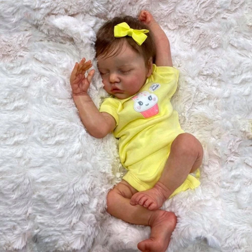 realista de bebé Reborn, cuerpo completo de silicona, con ropa amarilla, 46cm|Renacer Muñecas| - AliExpress