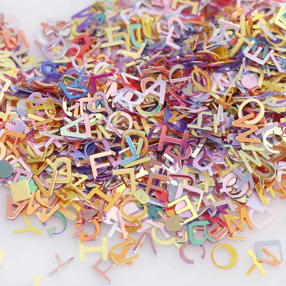 

15g Alphabet Mix Laser Sequins Nail Art,Brilliant Glitter PVC Loose Nail Sequin,Wedding Decoration Craft Confetti