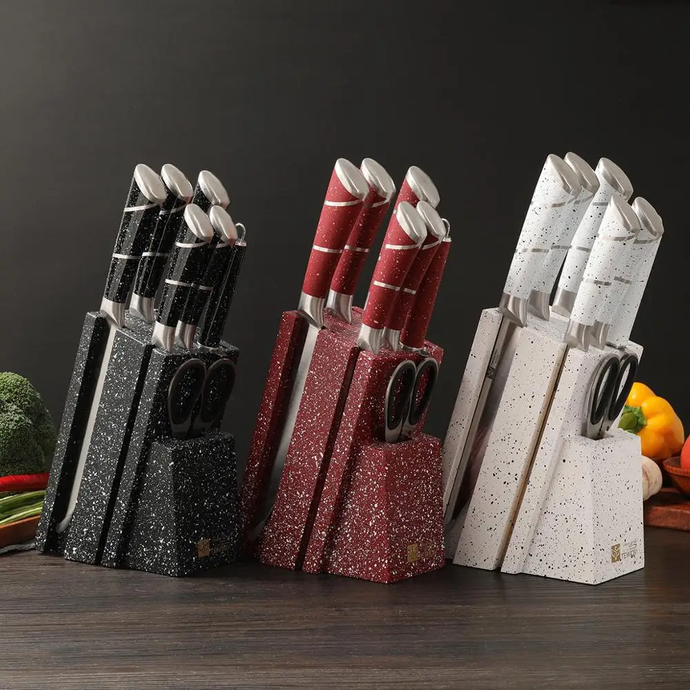 7in1 Knives For Kitchen Chef Knife Set Stand Bread Utility Paring Cleaver Sharp Knifes Stainless Steel Blade Scissors | Дом и сад