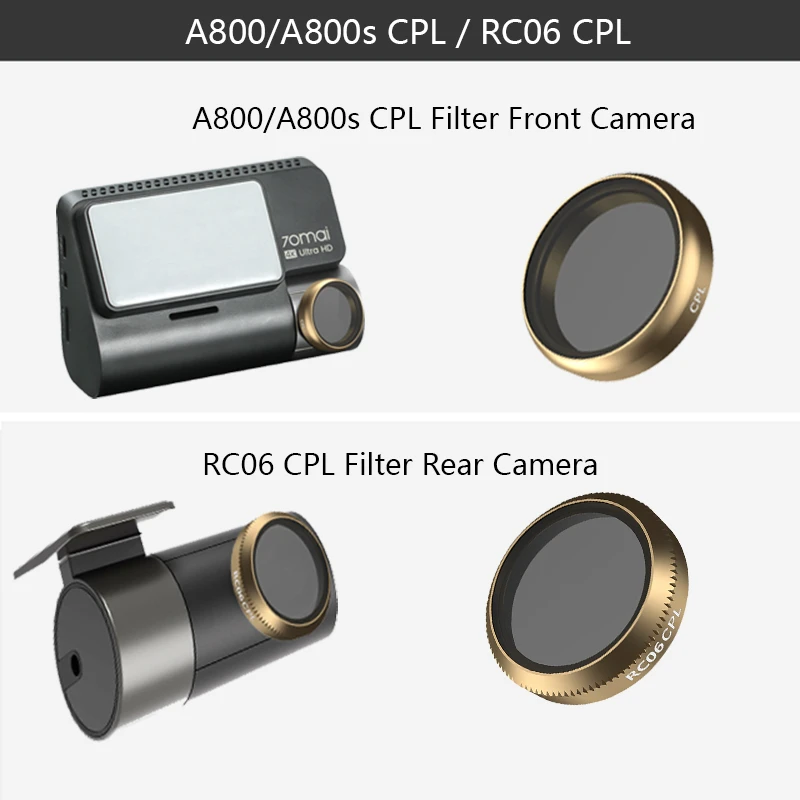 For 70 Mai Dash Cam 4k A800s Cpl Polarizing Or Rc06 Rear Camera Cpl