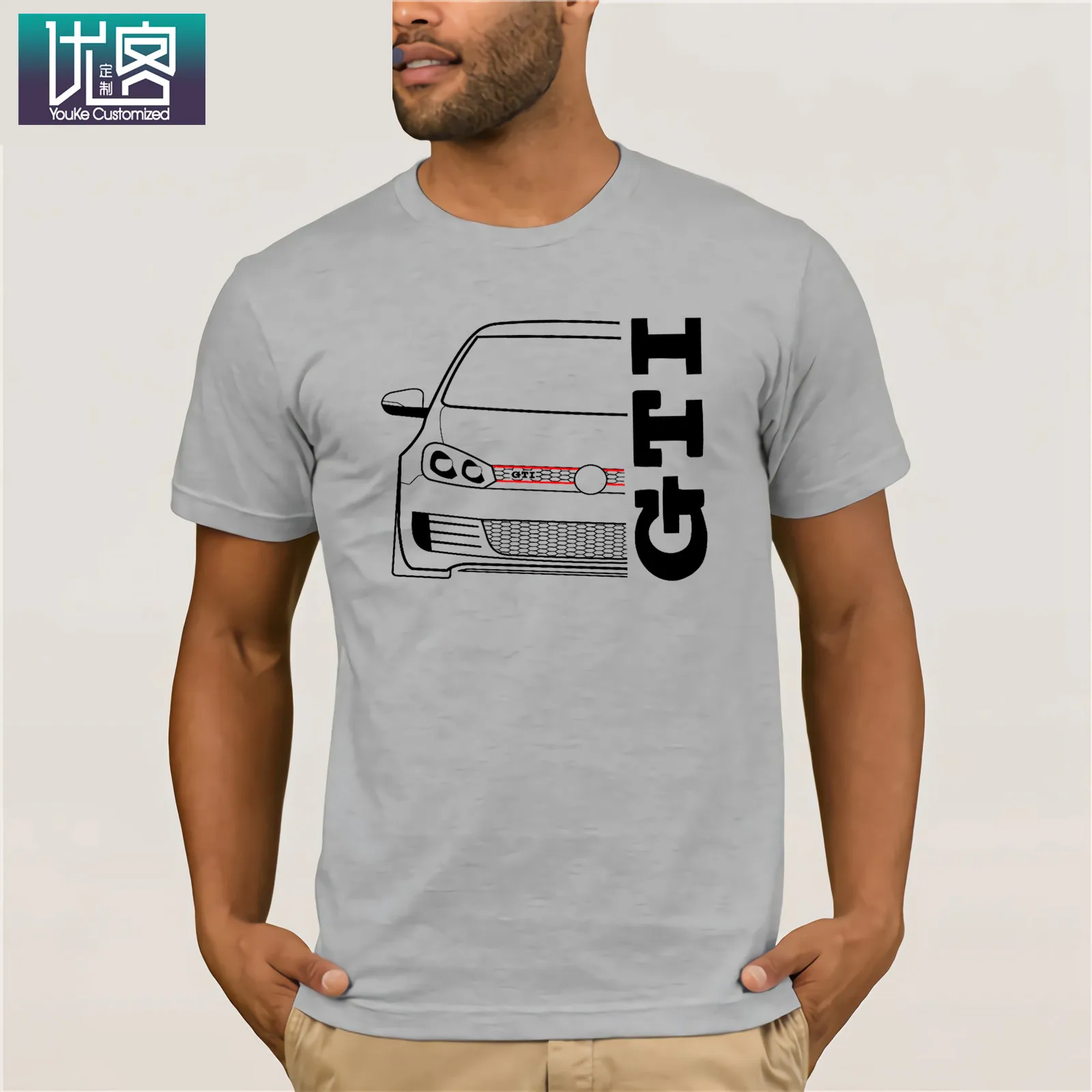 Herren футболка gti-schriftzug Rot эмблема с логотипом Golf 1 2 3 4 5 6 7 Авто Футболка Одежда популярная футболка с круглым вырезом - Цвет: light grey