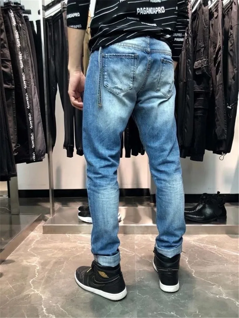 

Kith Denim Pants Men Women Button Slim Fit Kith Jeans Fashion Hole Damage Washed Do Old Kith Denim Pants