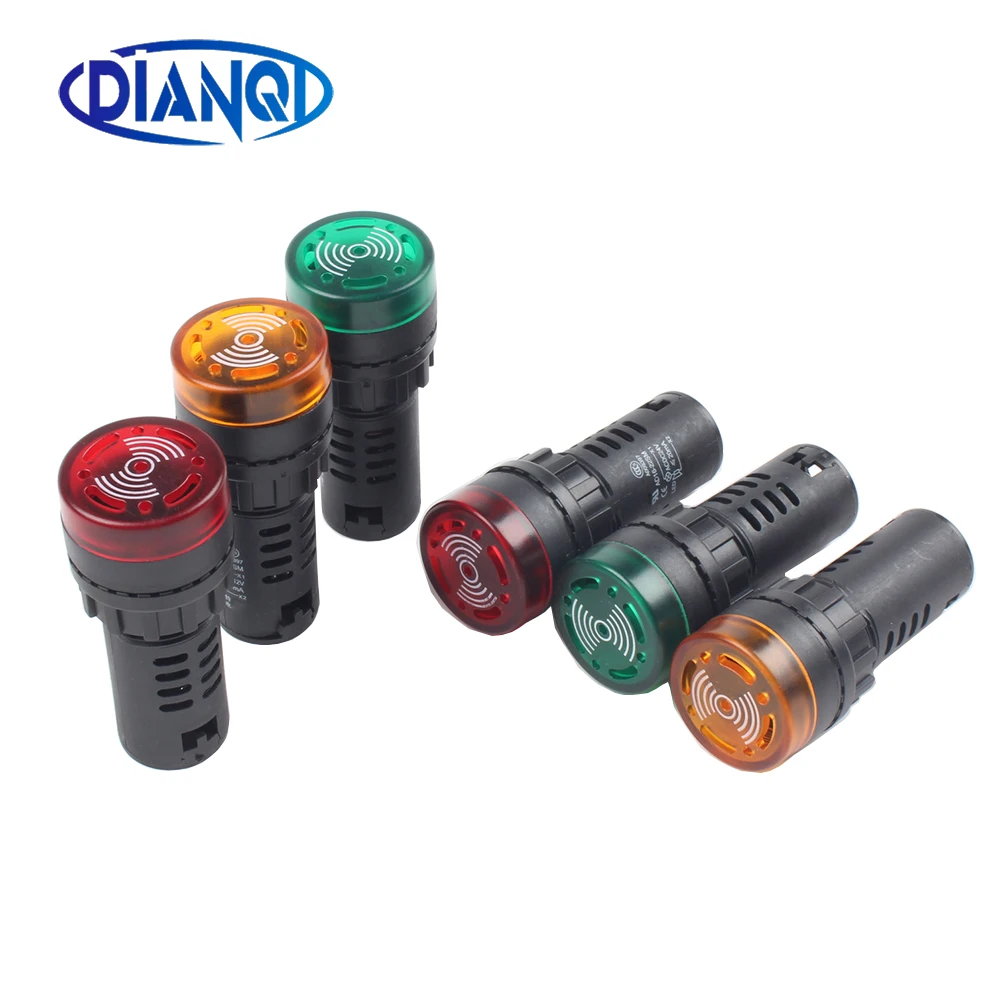 1pc colorful AD16-22SM 12V 24V 220V 22mm Flash Signal Light Red LED Active Buzzer Beep Alarm Indicator Red Green Yellow