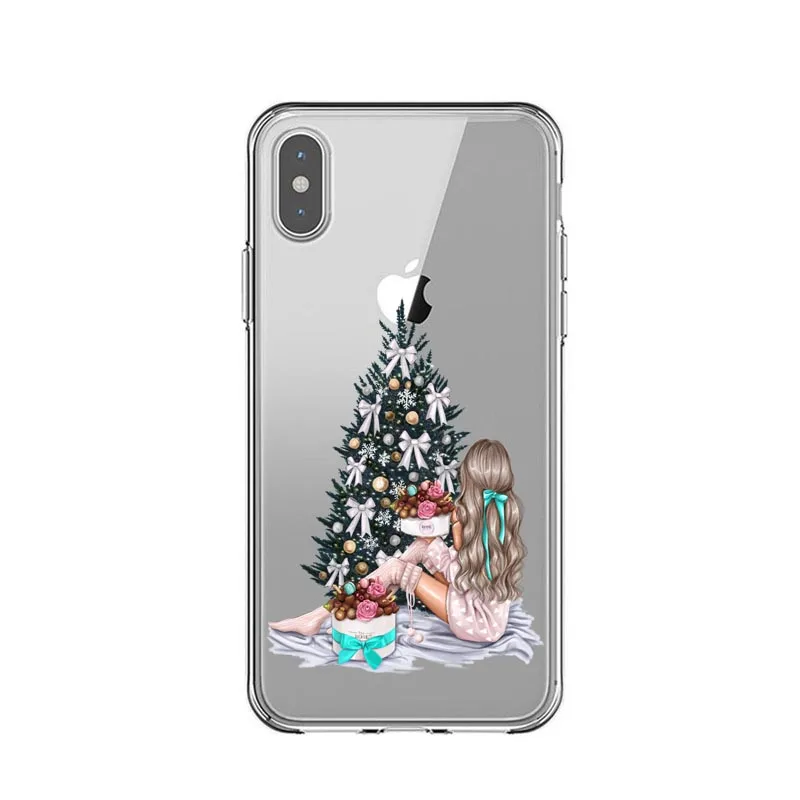 Модный мультяшный Рождественский чехол для iPhone 11 Pro Max Санта Клаус, мягкий чехол для телефона для iPhone 5S, SE 6 7 8 Plus XR XS X Xs Max - Цвет: TPU