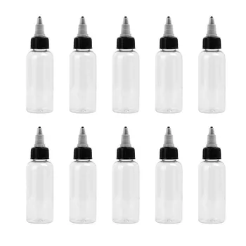 

10pcs 30ml 1oz Clear Plastic Empty Tattoo Ink Pigment Bottles with Black Twist Cap Tattoo Ink Pigment Clear Bottle Supplies