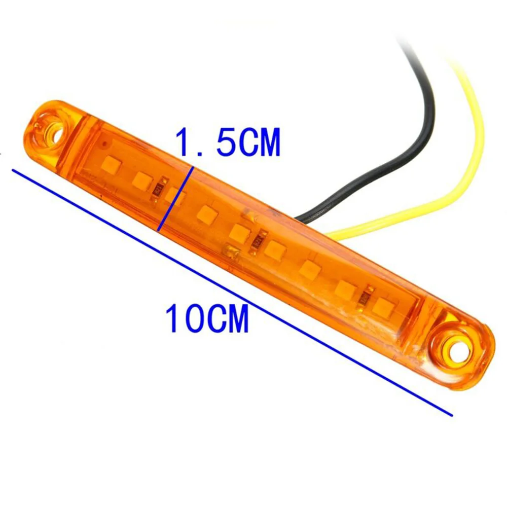 6x 9LED желтый боковой габаритный светильник, Световой индикатор для автомобиля, грузовика, прицепа