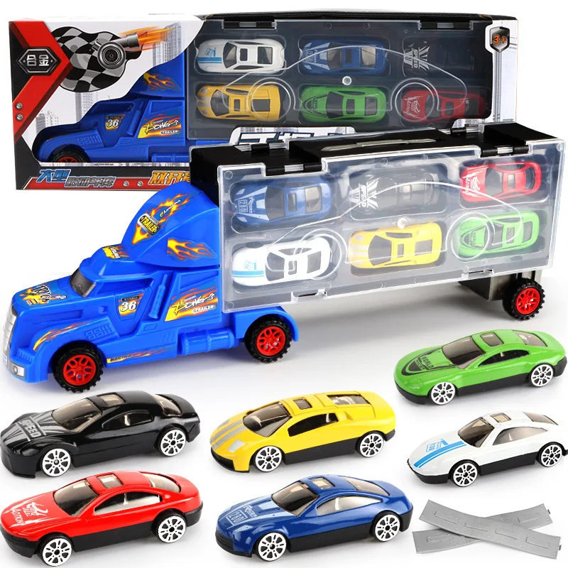 

Children Hand Container with Slide Camera Track Model Toy Car Inertia Alloy Car Storage