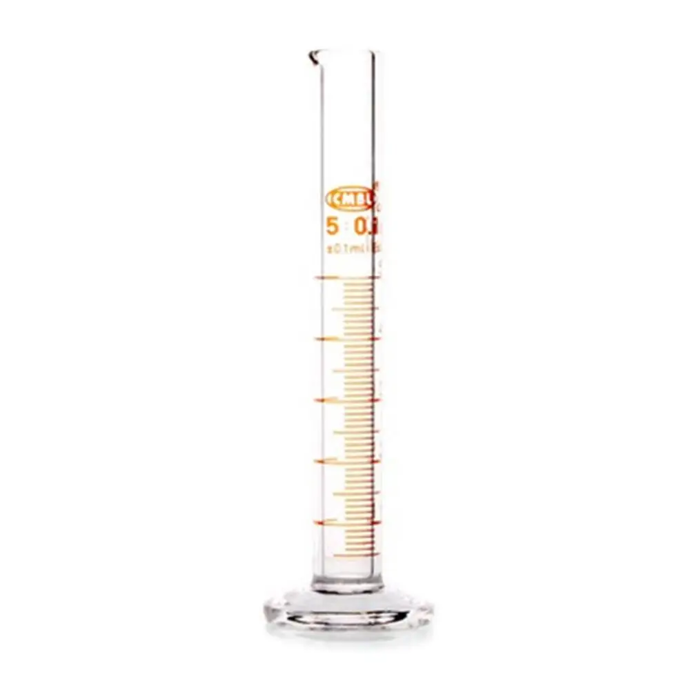 2Pcs 5ml Glass Measuring Cylinder Graduated & Spout Mouth Lab Chemitry Glassware