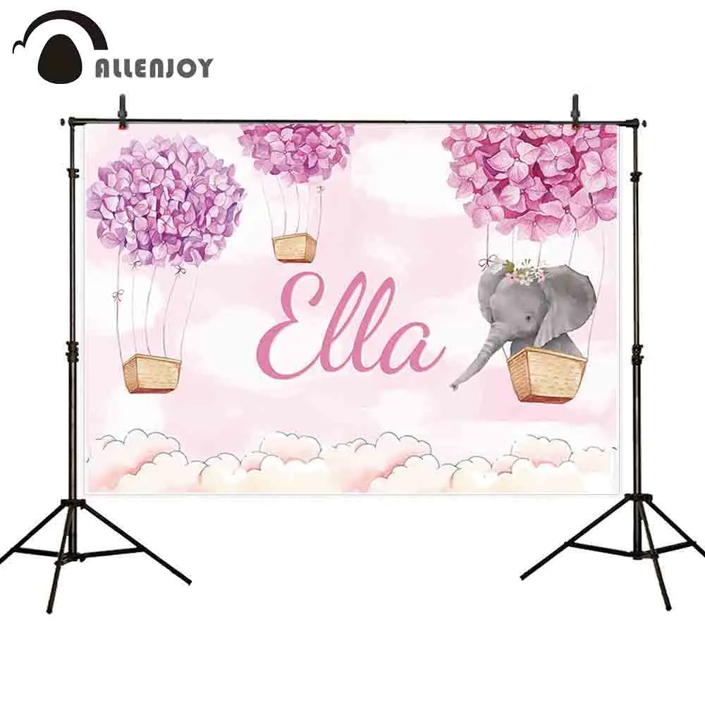 

Allenjoy Flowers Balloons Backdrops Baby Shower Flying Elephants Pastel Sky Event Photocall Birthday Party Background Supplies