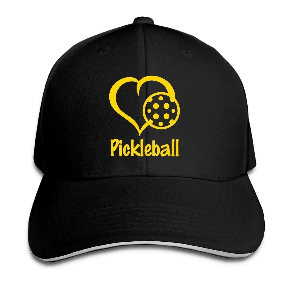 Женские/мужские кепки с сердечком и надписью Love Pickleball для взрослых, регулируемая бейсболка, кепка для водителя грузовика, Черная