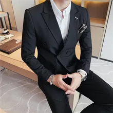 OIMG trajes de doble botonadura para hombre, versión coreana de trajes formales de autocultivo, trajes de dos piezas para hombre, Otoño, nuevo estilo