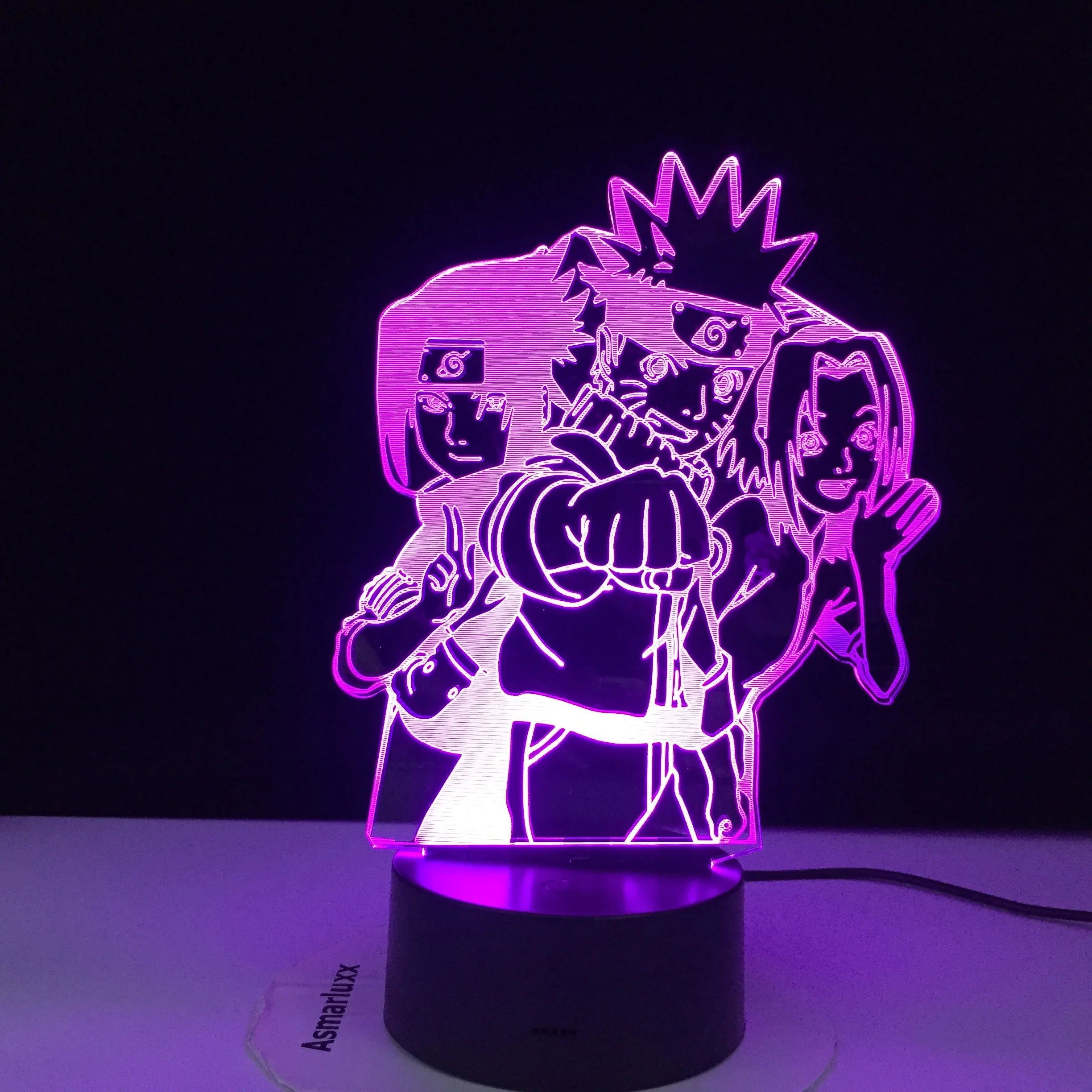 Светодиодный ночник Наруто Узумаки мультяшный светильник для аниме Team 7 Sasuke Kakashi