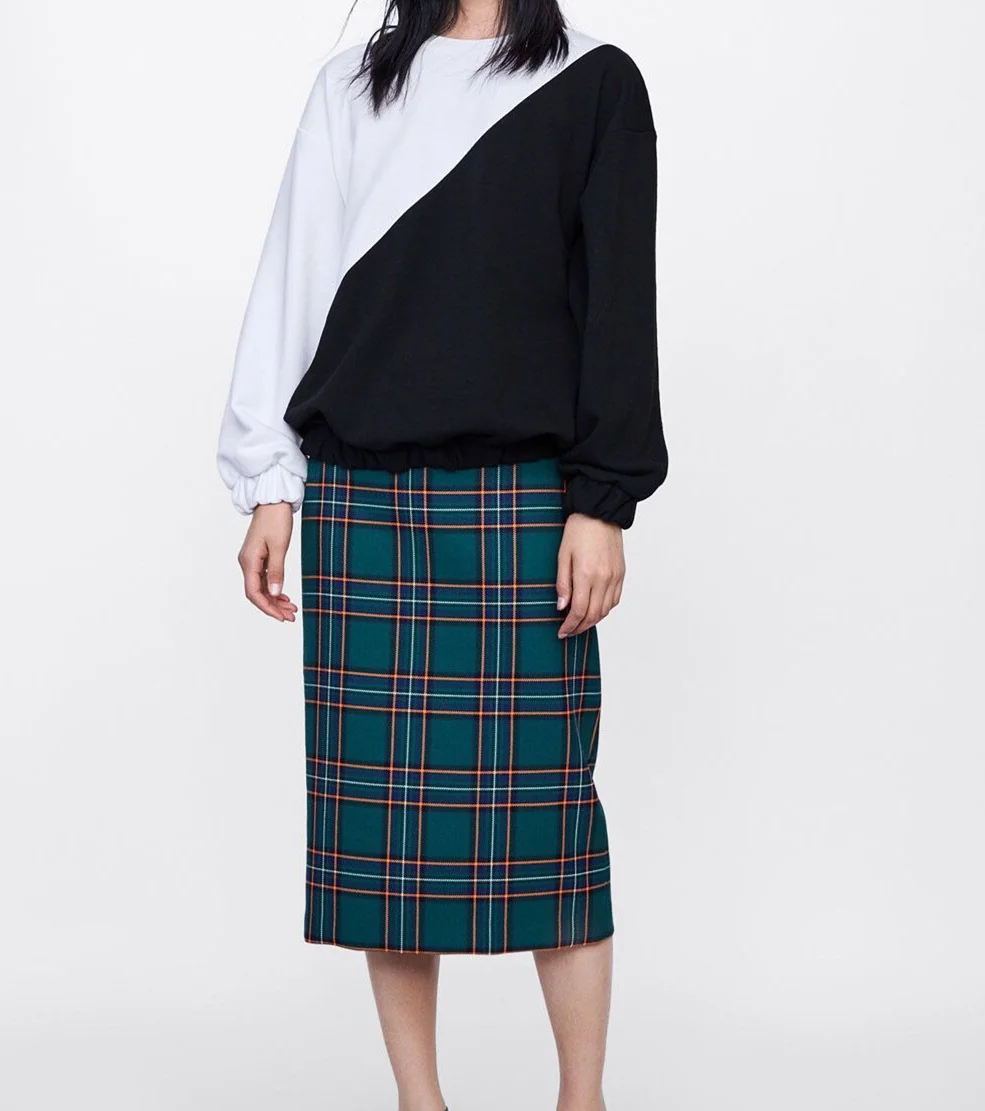 Fashion Za Women Sweatshirt Casual White Black Patchwork Oversized Sweatshirts Long Sleeve O Neck Pullover female Loose Top