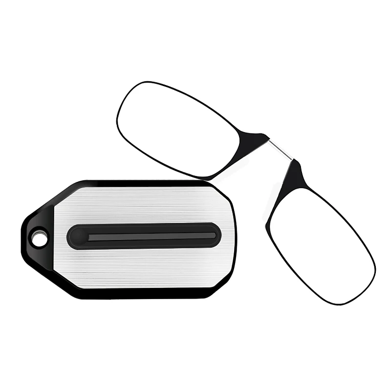 Mini Nose Clip on Reading Glasses Men Women Rimless Portable Magnifying Presbyopic Glasses Eyewear Eyeglass Hanger Clip Glasses Holder