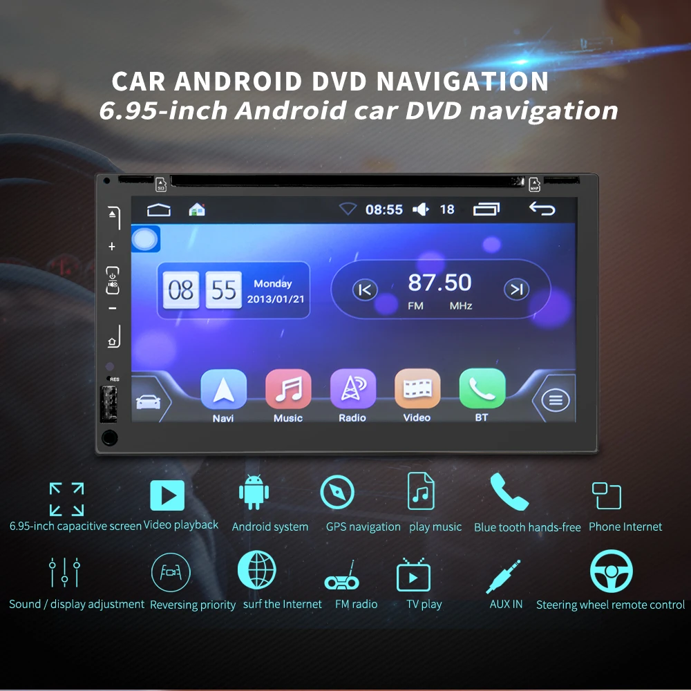 Аудио Авто MP4 MP5 плееры 2Din 6,95 дюймов Android 6,0 Универсальный Автомобильный dvd-плеер Qcta-core gps wifi Встроенный аналоговый ТВ-тюнер