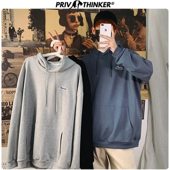 

Privathinker Men's Letter Embroidery Spring Casual Hoodies Men 2020 Fashion Strwwtwear Hooded Clothes Male Pullovers Sweatshirt