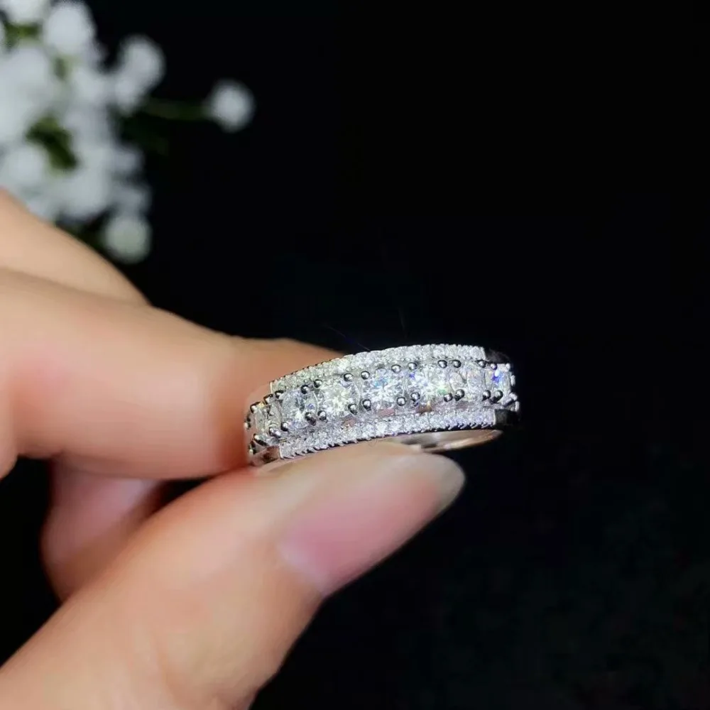 Moissanite красивое резьбовой калибр-кольцо, серебряное кольцо с бриллиантом 925 пробы. Модные ювелирные изделия