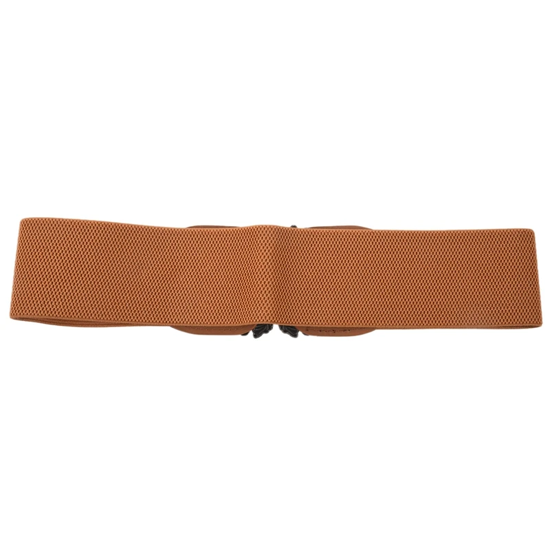 Женская мода Винтаж широкий эластичный стрейч Пряжка пояс (Цвет: коричневый)