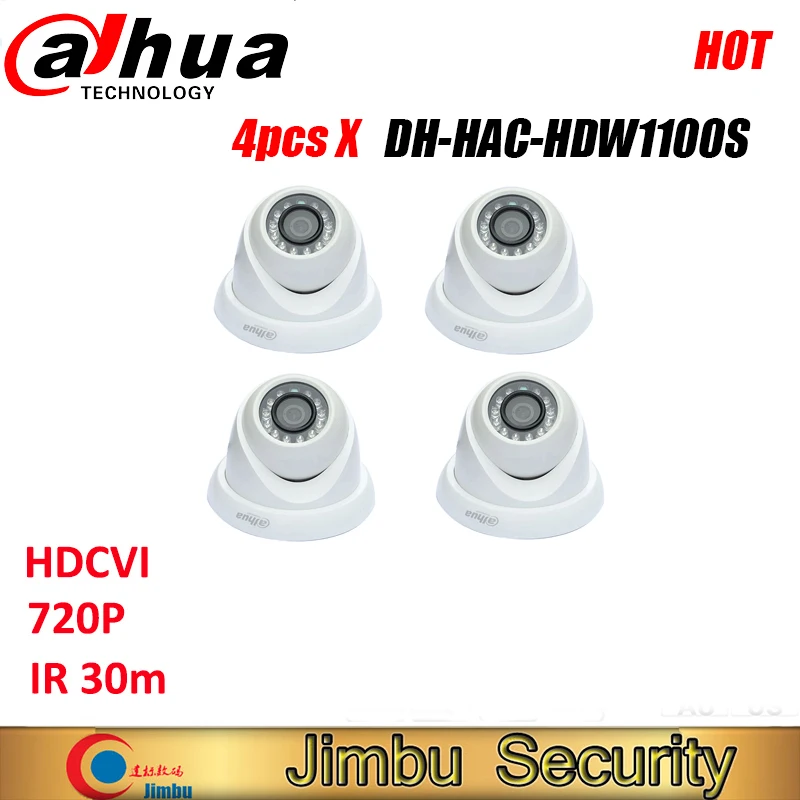 Dahua HDCVI камера 4 шт. HAC-HDW1100S 720P 1MP Мини купольная камера IR30m IP67 камера видеонаблюдения HDW1100S