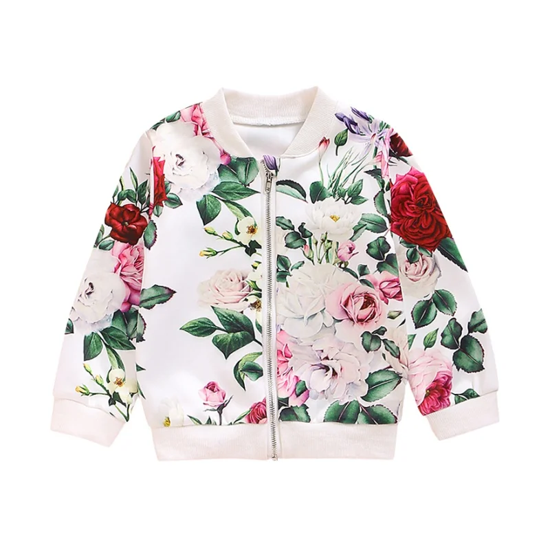  Baby Girl Clothes Cartoon Floral Pattern Girls Jackets Coats Toddler Kids Jacket Outwear Baseball W