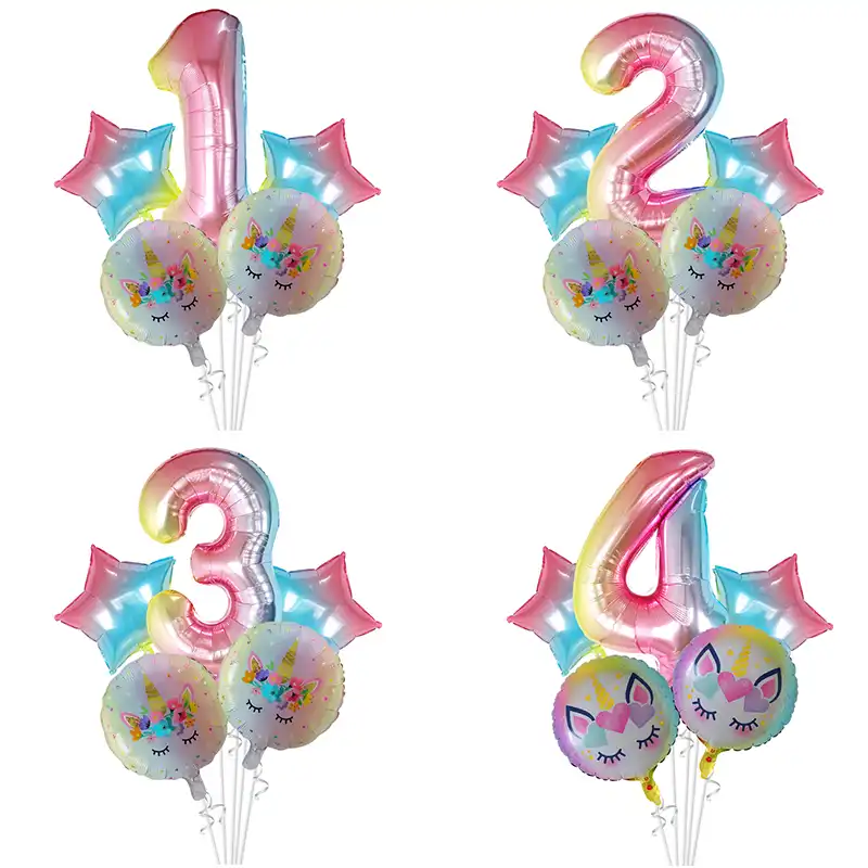 5 шт./партия Радужный градиент Единорог шар 30 дюймов номер День Рождения украшения Дети Единорог Свадебные Воздушные шары Globos