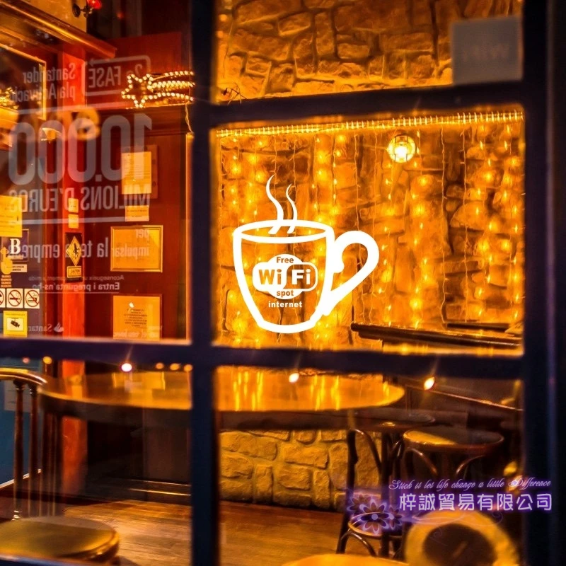 Wi-Fi Кофейня наклейка Bean Milk tea чашка плакат виниловая художественная Настенная