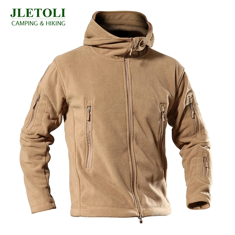  JLETOLI Military Tactical Outdoor Soft Shell Fleece Jacket Men Army Sportswear Thermal Sport Hooded
