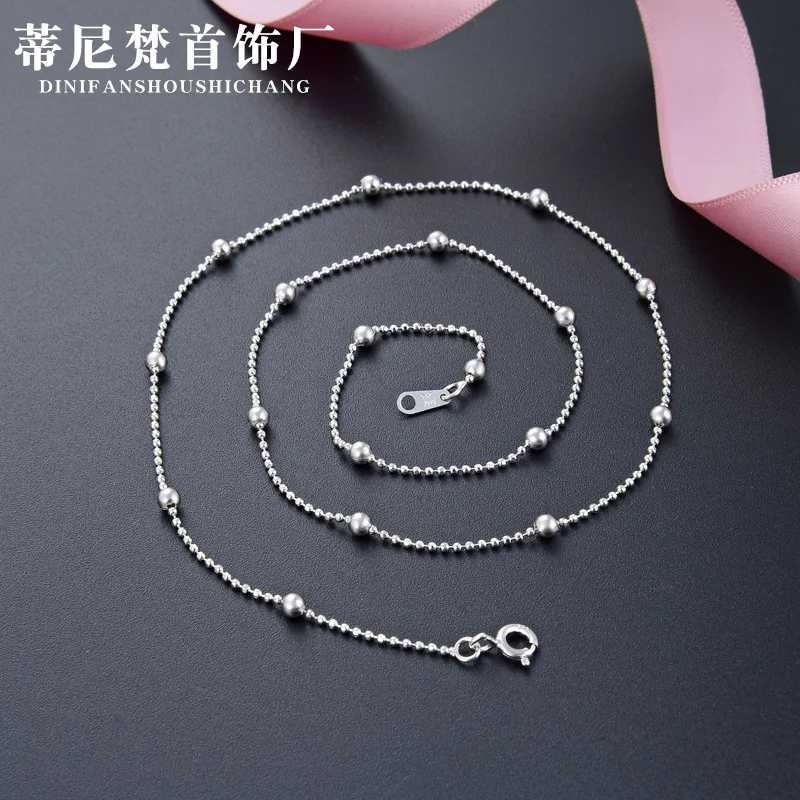 

Korean-style Fashion Necklace Jewelry 925 Sterling 1.2 Flash Beads 3.0 Beads 1: 1 Short Choker Sweater Chain Women's
