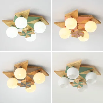 

Japanese style ceiling light Makaron bedroom children's room ceiling lamp lampara techo creativity modern solid wood