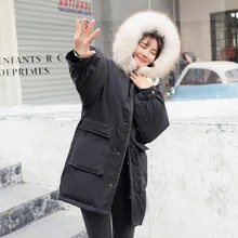 Female Women's Parka New Korean Students Winter Long Thick Candy Colors Cotton Clothing Oversize Fashion Coat Ladies Jacket