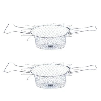 

Foldable Steam Rinse Strain Stainless Steel Folding Frying Basket Colander Sieve Mesh Strainer Kitchen Cooking