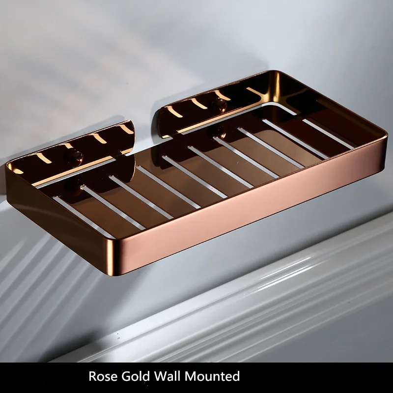 rose gold no hook Vidric черная полка для ванной комнаты без крючка угловая полка Косметическая полка из нержавеющей стали душевая стойка для ванной комнаты органайзер для хранения - Цвет: rose gold no hook
