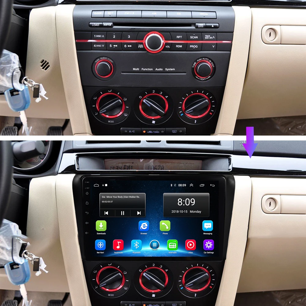 Android 9 дюймов 2 Din Автомобильный мультимедийный плеер gps навигация для Mazda 3 Мазда 3 2004 2005 2006 2007 2008 2009 2din Авторадио Стерео